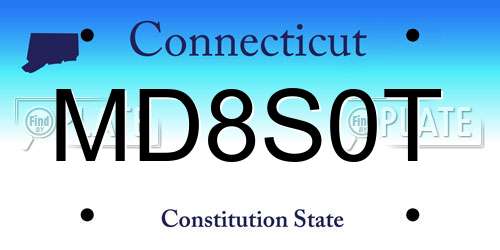 MD8S0T Connecticut License Plate