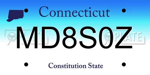 MD8S0Z Connecticut License Plate