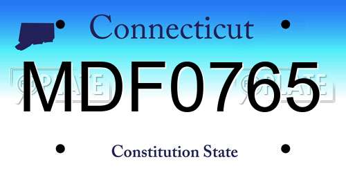 MDF0765 Connecticut License Plate