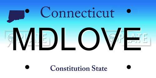 MDLOVE Connecticut License Plate