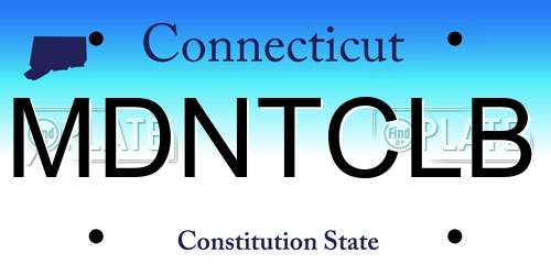 MDNTCLB Connecticut License Plate