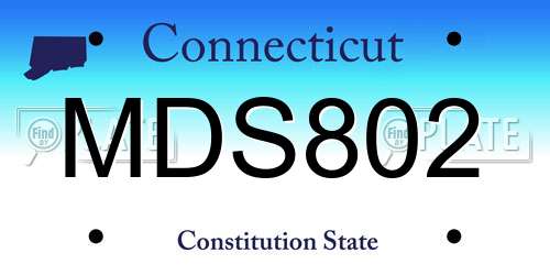 MDS802 Connecticut License Plate