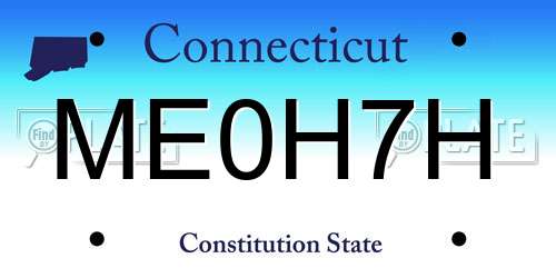 ME0H7H Connecticut License Plate