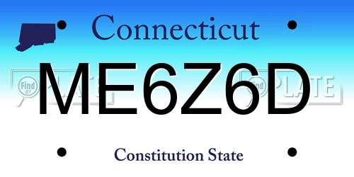 ME6Z6D Connecticut License Plate