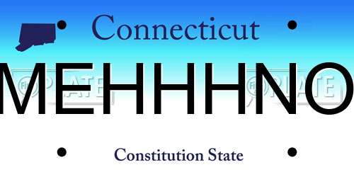 MEHHHNO Connecticut License Plate