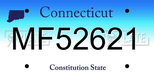 MF52621 Connecticut License Plate