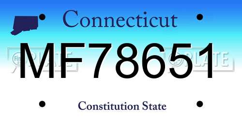 MF78651 Connecticut License Plate