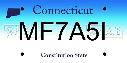 MF7A5I Connecticut License Plate