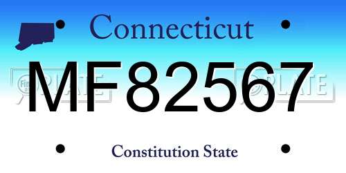 MF82567 Connecticut License Plate