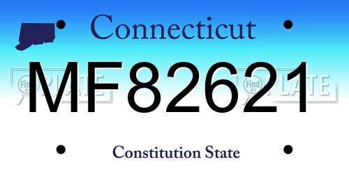 MF82621 Connecticut License Plate