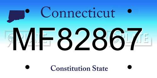 MF82867 Connecticut License Plate