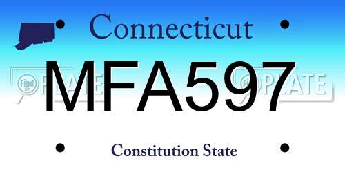 MFA597 Connecticut License Plate