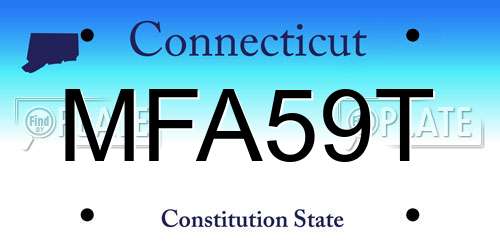 MFA59T Connecticut License Plate