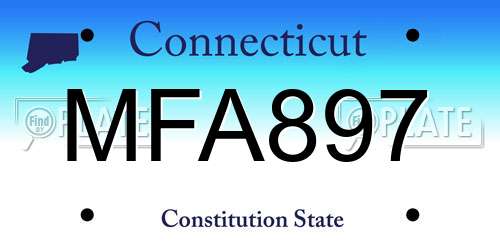 MFA897 Connecticut License Plate