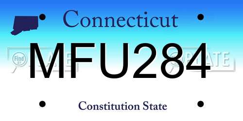 MFU284 Connecticut License Plate