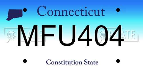 MFU404 Connecticut License Plate