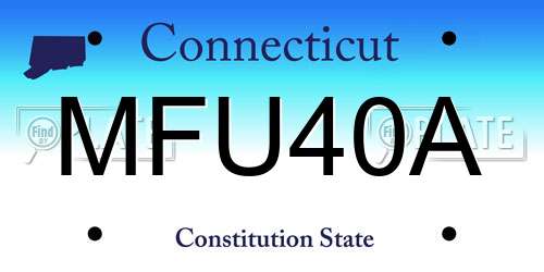 MFU40A Connecticut License Plate