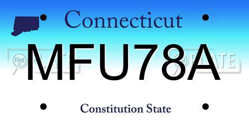 MFU78A Connecticut License Plate