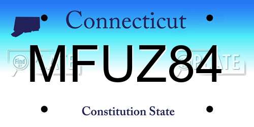 MFUZ84 Connecticut License Plate