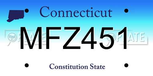 MFZ451 Connecticut License Plate
