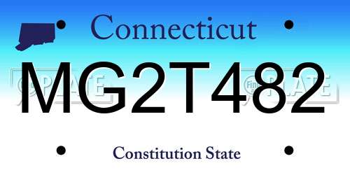MG2T482 Connecticut License Plate