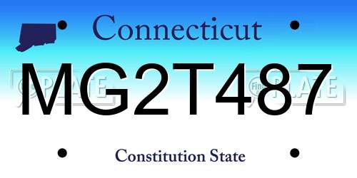 MG2T487 Connecticut License Plate