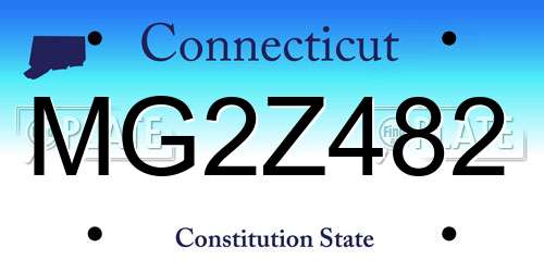 MG2Z482 Connecticut License Plate