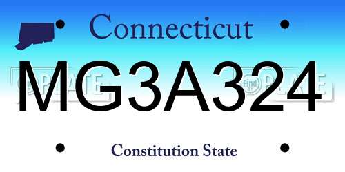 MG3A324 Connecticut License Plate