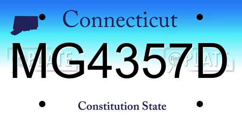 MG4357D Connecticut License Plate