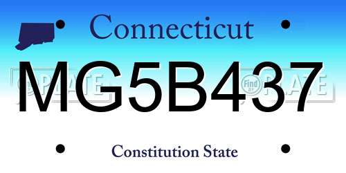 MG5B437 Connecticut License Plate