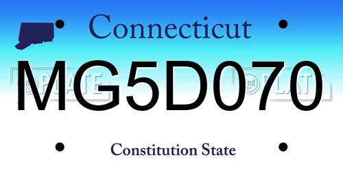 MG5D070 Connecticut License Plate