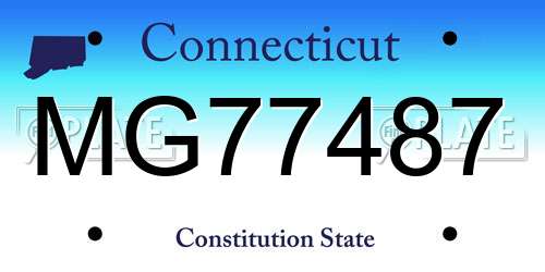 MG77487 Connecticut License Plate