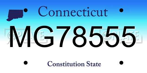 MG78555 Connecticut License Plate