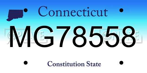 MG78558 Connecticut License Plate