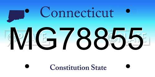 MG78855 Connecticut License Plate