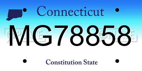 MG78858 Connecticut License Plate