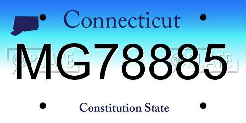 MG78885 Connecticut License Plate