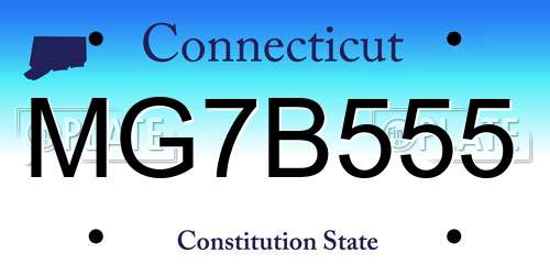 MG7B555 Connecticut License Plate
