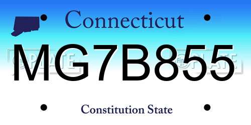 MG7B855 Connecticut License Plate