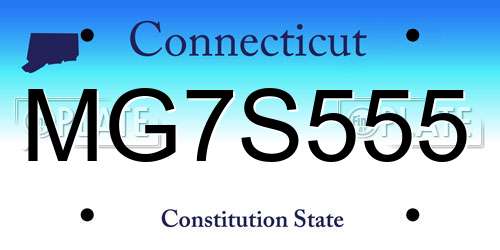MG7S555 Connecticut License Plate