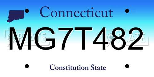 MG7T482 Connecticut License Plate