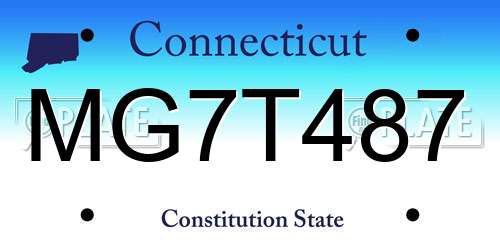 MG7T487 Connecticut License Plate