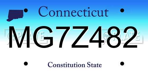MG7Z482 Connecticut License Plate