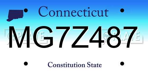 MG7Z487 Connecticut License Plate