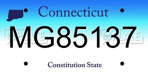 MG85137 Connecticut License Plate