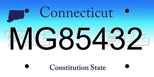 MG85432 Connecticut License Plate