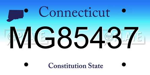 MG85437 Connecticut License Plate