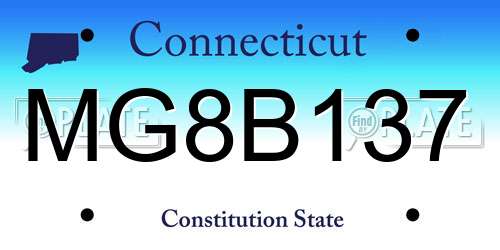 MG8B137 Connecticut License Plate