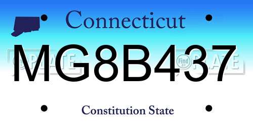 MG8B437 Connecticut License Plate