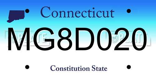 MG8D020 Connecticut License Plate